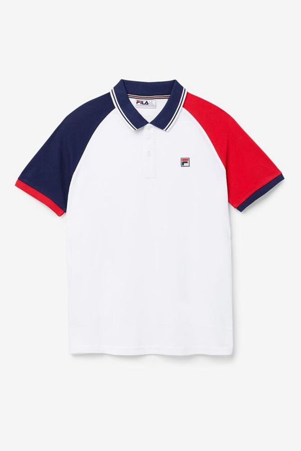 Fila Apollo Men's Polo Shirts - White/Navy/Red,NZ 526-19365